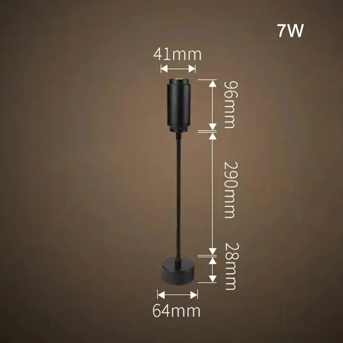 Matte black 7w led track light with adjustable beam featuring a sleek cylindrical head and circular base by decorbites