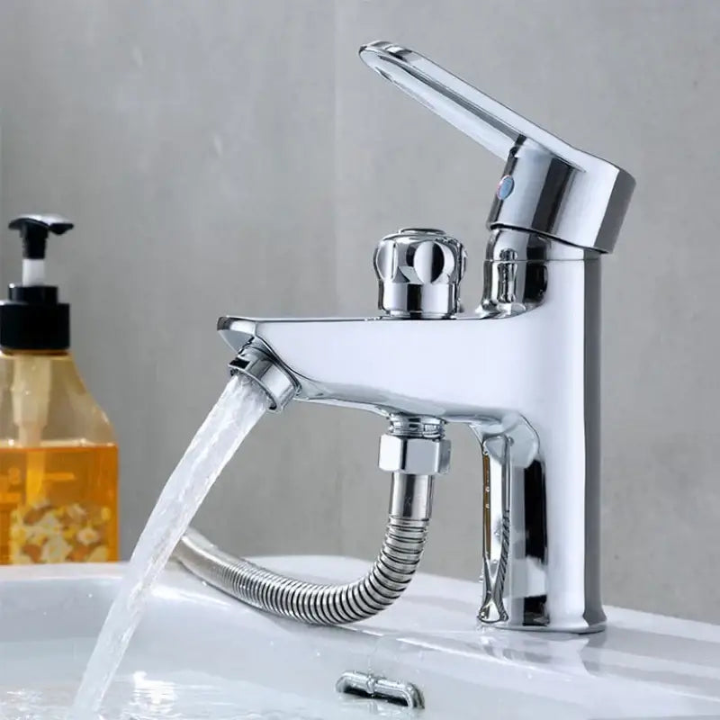 Chrome-finished single handle basin faucet with sleek design and flexible hose for decorbites black brass bathroom tap