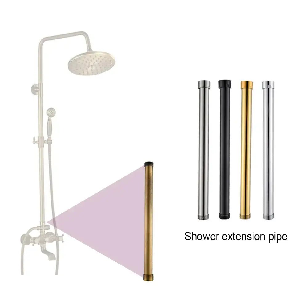 Matte black brass bathroom extension tube with gold-finished cylindrical shower pipe for heightening decorbites brass black