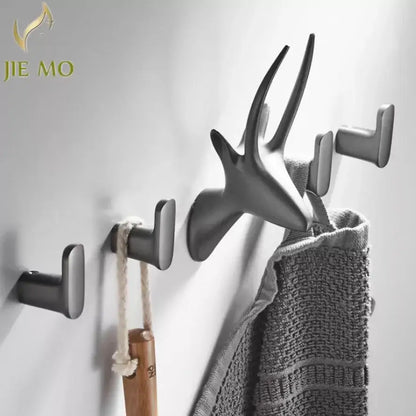 Matte black brass gray deer hook with sleek minimalist design and sturdy metallic finish for decorbites brass gray wall decor