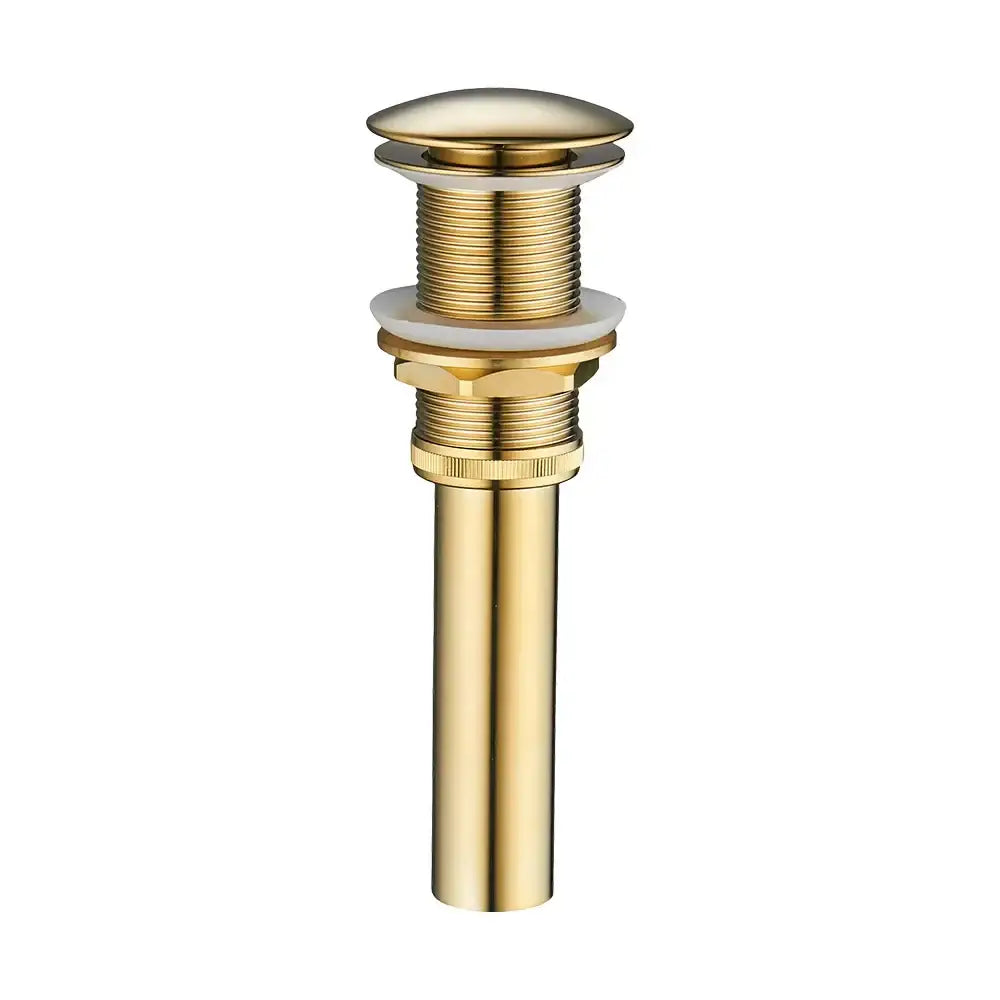 Matte black brass vessel sink pop up drain with overflow featuring a gold-toned cylindrical brass black decorbites brass black design