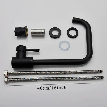 Matte black and brushed nickel decorbites kitchen faucet with curved spout and braided metal hoses for modern kitchen faucet decorbites kitchen