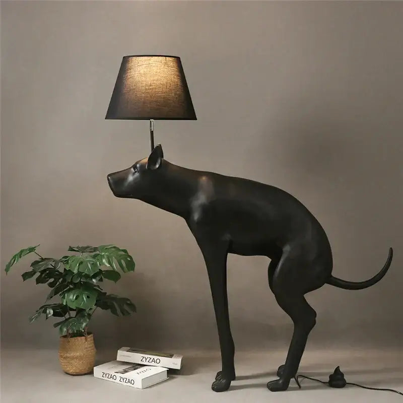 Matte black big dog led floor lamp with glossy finish and textured black shade for modern decorbites big dog decor