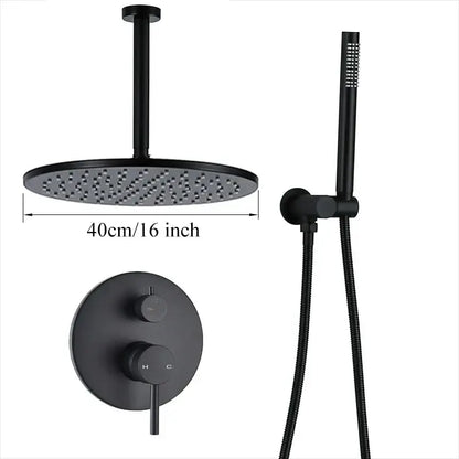 Matte black rain shower set by decorbites brass black featuring 40cm round head handheld spray and dual-control faucet