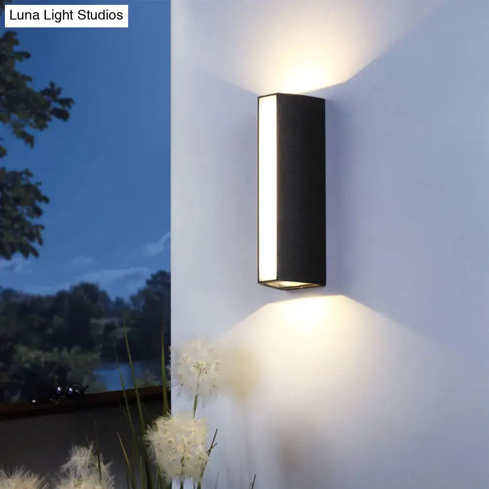 Matte black rectangle outdoor wall light with dual directional led sconce in sleek modern design wall light