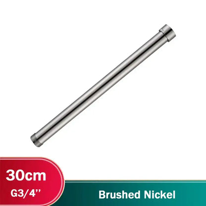 Matte black brass shower faucet extension tube with 30cm brushed nickel shower arm and g3/4 threaded ends