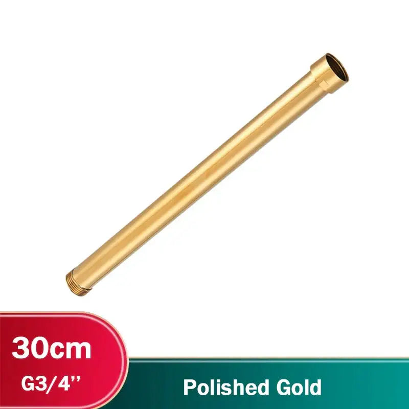 Matte black shower faucet extension tube made of polished gold brass with threaded ends for bathroom faucet extension