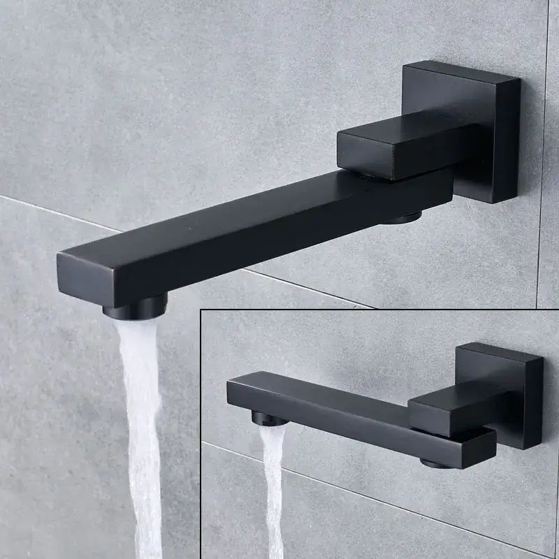 Matte black shower set featuring a black matte-finished square-profile bathtub faucet with modern design decorbites black shower