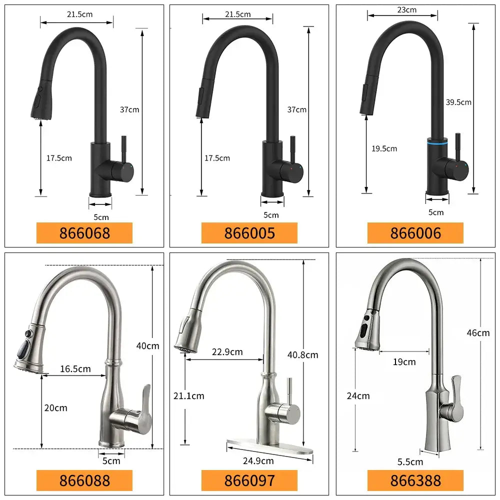Matte black single handle pull down kitchen faucet with swivel tap and sleek curved design in black and stainless steel finishes