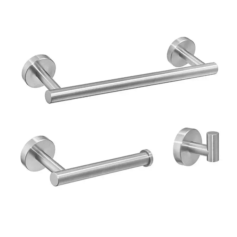 Matte black stainless steel bathroom set with double towel rack featuring sleek polished hardware from decorbites black stainless