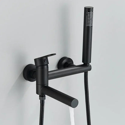 Matte black wall mount tub shower system with sleek black matte-finish and handheld spray for modern bathroom decorbites black wall