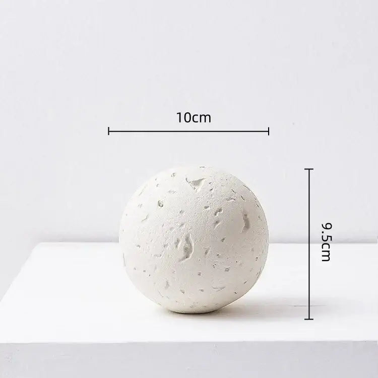Matte white textured spherical home decoration accessory with stone-like finish for living room decor