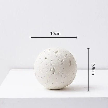 Matte white textured spherical home decoration accessory with stone-like finish for living room decor