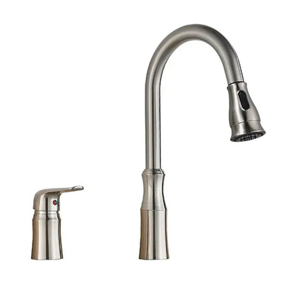 Matte brass black kitchen faucet with pull out spray head and curved stainless steel spout for brass black kitchen decorbites