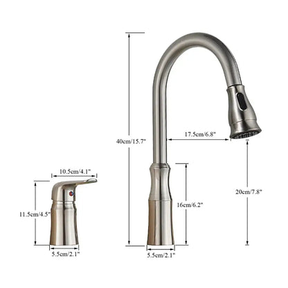 Matte brass black kitchen faucet with pull out spray head and stainless steel curved spout for brass black kitchen decorbites