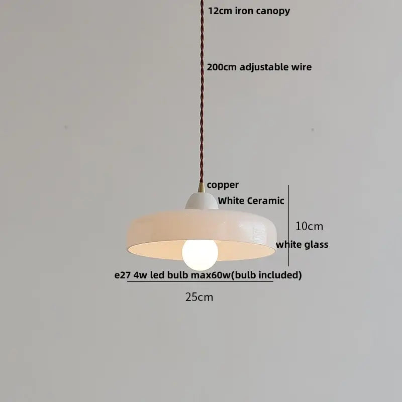 Matte brown and copper ceramic walnut pendant light with white frosted glass shade and adjustable wire by decorbites ceramic walnut pendant