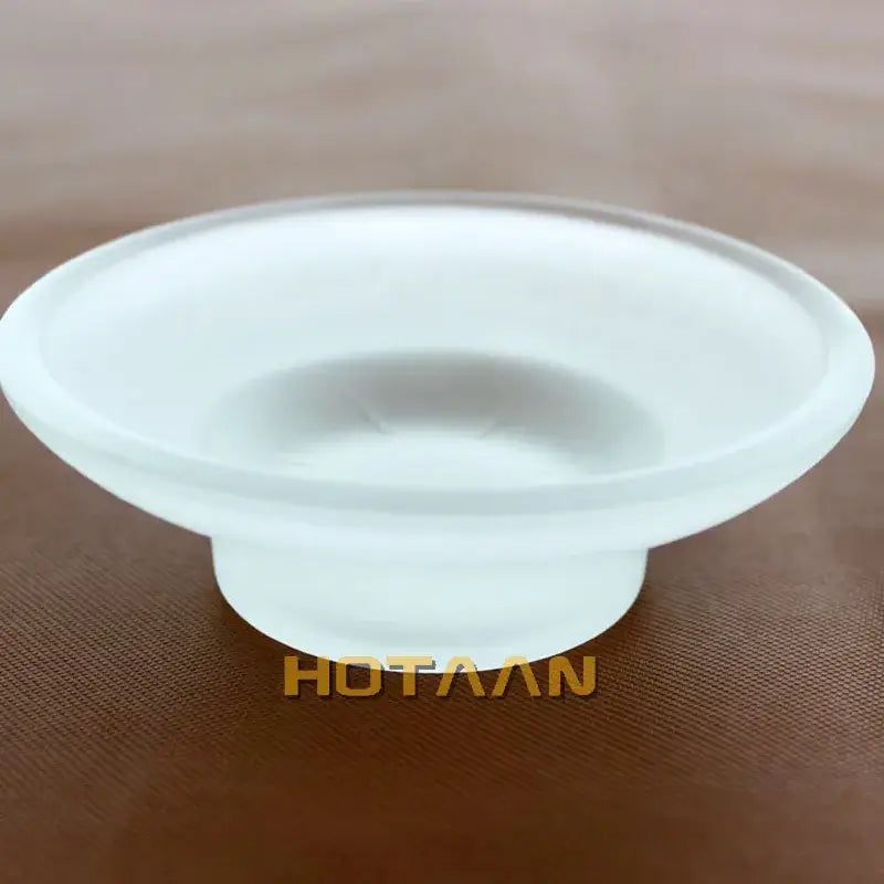 Matte clear frosted glass soap dish with lid featuring a smooth rounded rim and cylindrical base bathroom accessory