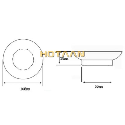 White ceramic soap dish with flared rim and central depression, a bathroom accessory for holding soap