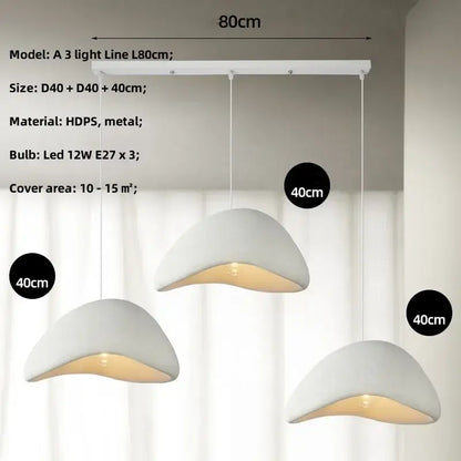 Matte gray led wabi sabi chandelier with white curved hdps and metal shades for dining room pendant lighting