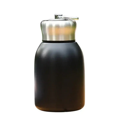 Black matte stainless steel vacuum flask with pump dispenser perfect as a kitchen travel water bottle