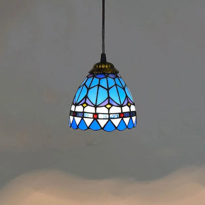 Mediterranean Mosaic Stained Glass Pendant Light - Decorbites