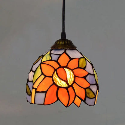 Mediterranean Mosaic Stained Glass Pendant Light - Decorbites