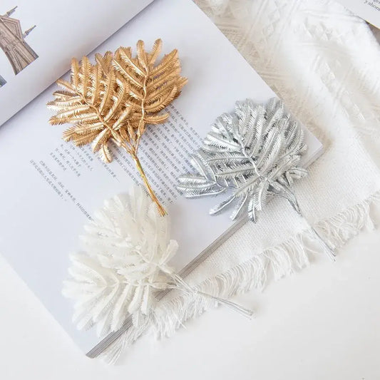 Metallic gold and silver palm leaves decorative pins with intricate veining for living room decorbites gold palm decor
