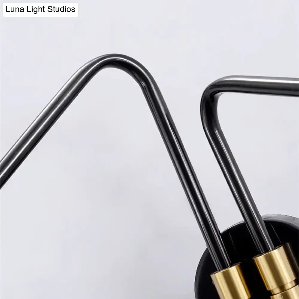 Mid century black metal arms with gold brass fittings for opal glass sconce e26 e27 bedroom light fixture