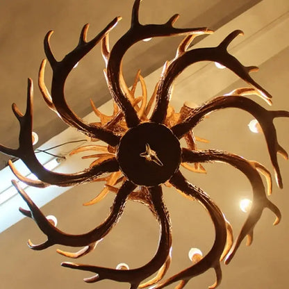 Mid century modern golden antler chandelier with dark rustic finish and golden accents for dining room decorbites antler chandelier