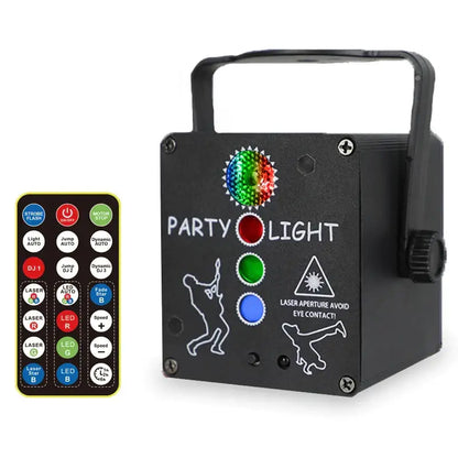 Black rectangular mini rgb laser light projector with handle colorful led lights and front control buttons for living room party lamp