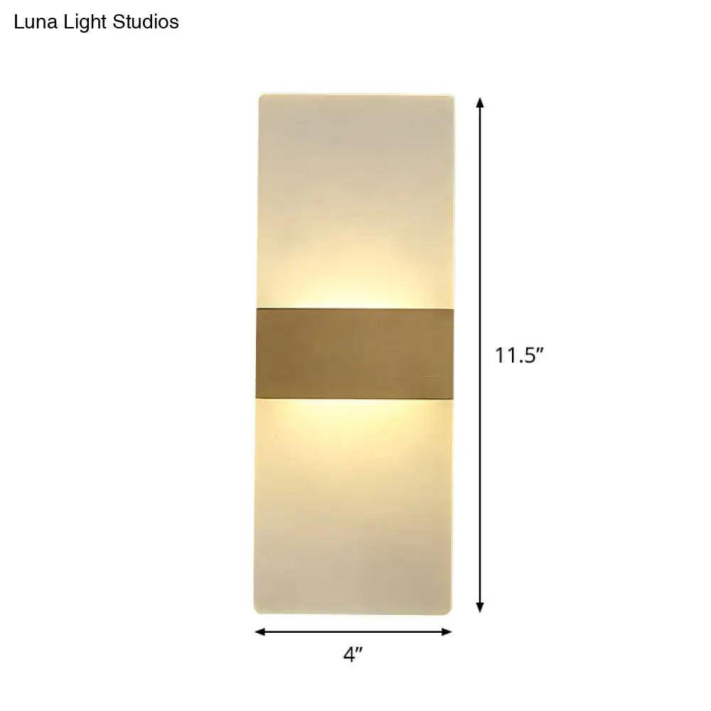 Modern minimalist acrylic gold wall sconce with frosted glass panels and warm glow for bedroom wall lamp lighting