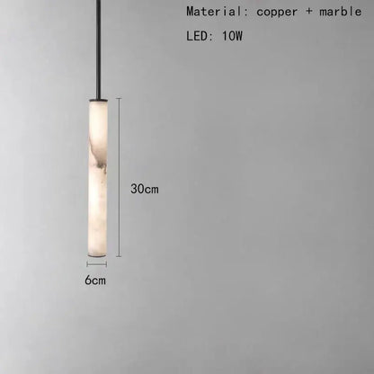 Minimalist amber marble pendant light with polished copper rod for kitchen dining room lighting area