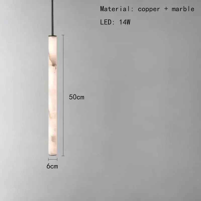 Minimalist amber marble and black pendant light with polished copper accents and led bulb for kitchen dining room lighting area
