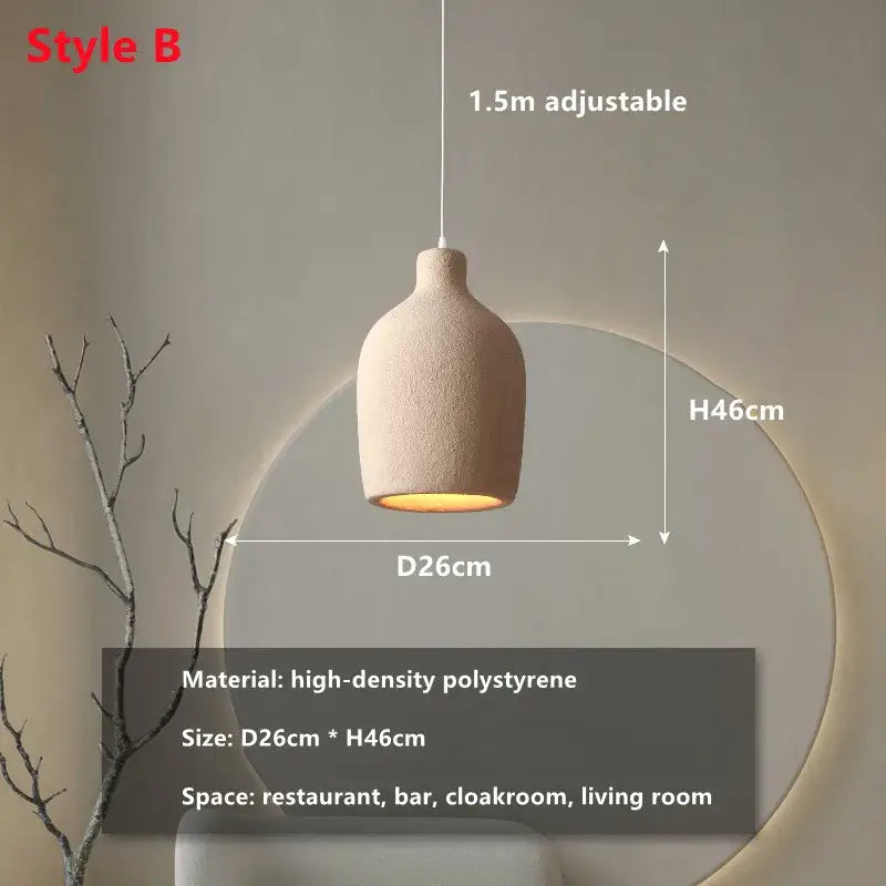 Minimalist beige decorbites cement chandelier light with textured rounded pendant and adjustable 1.5m cord for living room