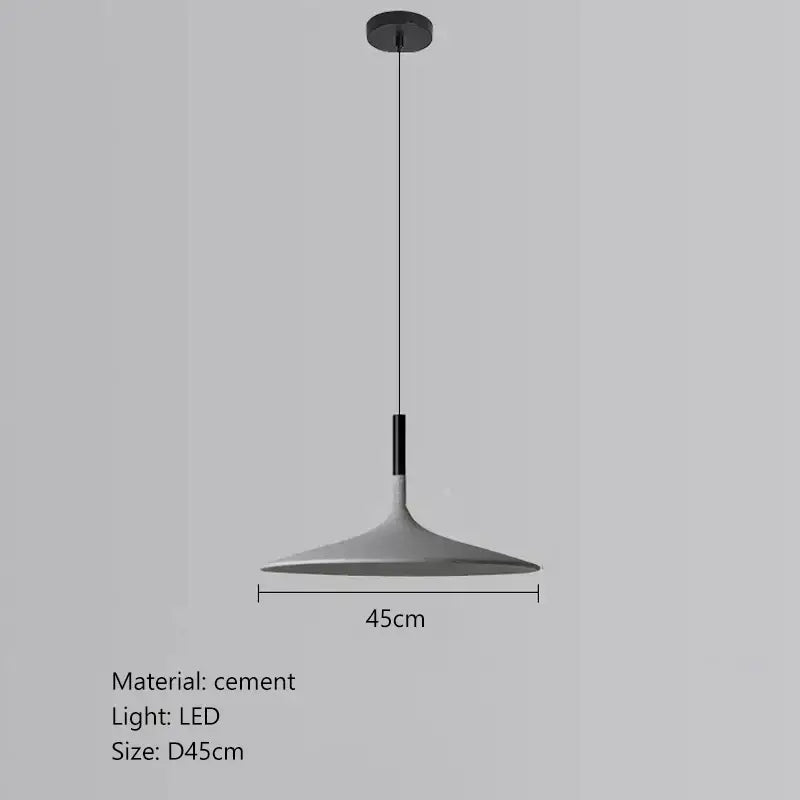 Minimalist beige cement ufo led pendant light with modern gray cement and black accents for dining room decorbites pendant lights