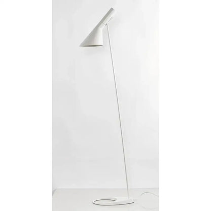 White minimalist floor lamp with sleek conical shade and slender metal pole for decorbites adjustable led floor lighting