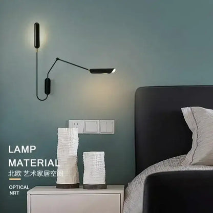 Minimalist black wall lamp with an articulated arm and sleek modern design for bedroom reading decorbites adjustable vintage wall lamp