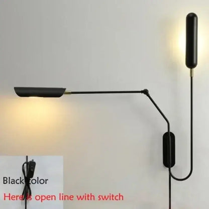 Minimalist black decorbites adjustable vintage wall lamp with sleek design and adjustable arm for bedroom reading light