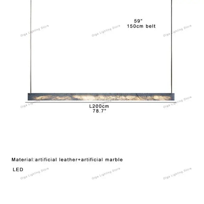 Minimalist black and amber marble design pendant light with artificial leather accents for modern office lighting