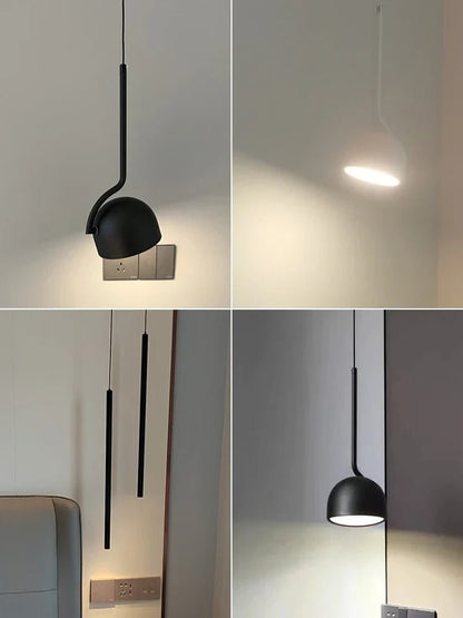 Minimalist Black and White Metal LED Pendant Light - Decorbites
