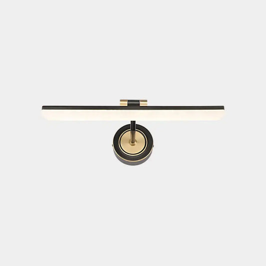 Modern black and brass wall mounted vanity light with sleek minimalist design ideal for bathroom vanity lighting