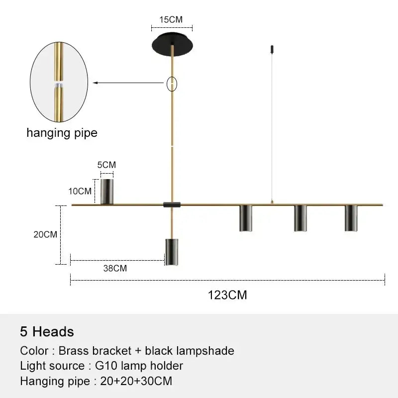 Minimalist black chandelier pendant lights featuring a brass bracket and five g10 bulb holders for dining room decorbites black chandelier