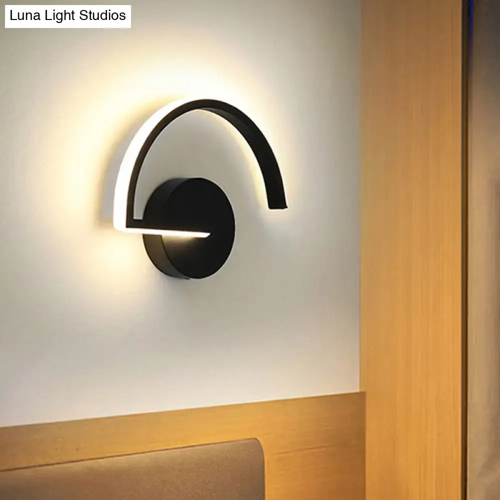 Minimalist black curved wall mounted lighting with integrated LED for modern bedroom wall mounted lighting solution