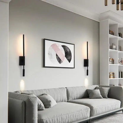 Minimalist black decorative led wall lamp with sleek vertical bars and rectangular bases for modern bedroom decorbites decor
