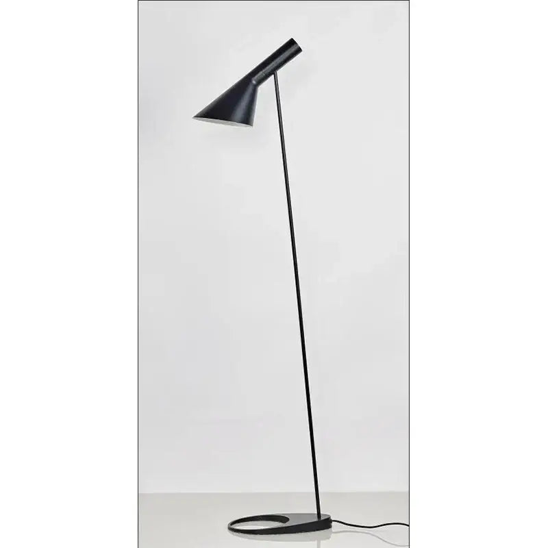 Minimalist black decorbites adjustable led floor lamp with conical shade and slender metal stand for living room use
