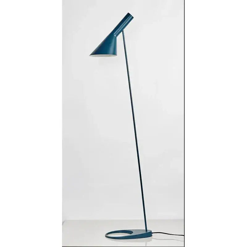 Teal-colored decorbites adjustable led floor lamp with a sleek minimalist design and conical shade for living room