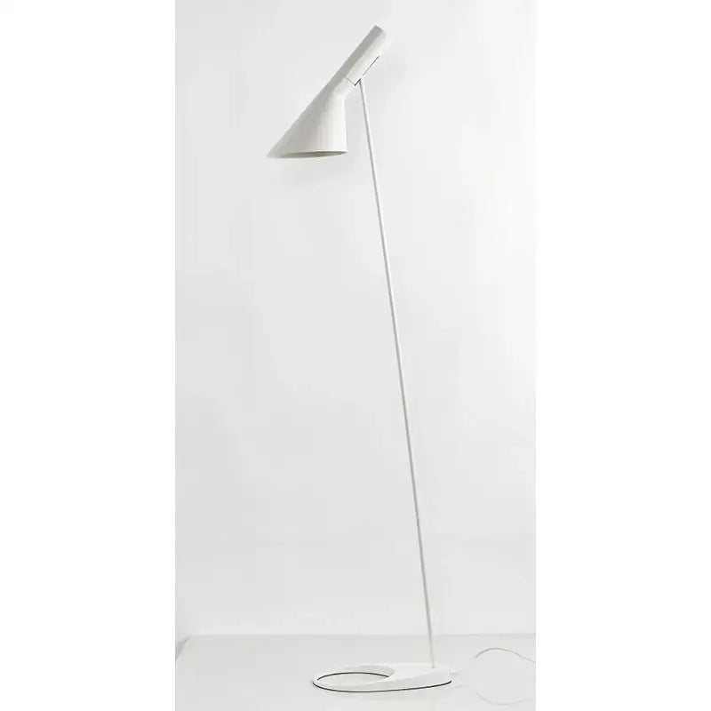 Minimalist black decorbites adjustable led floor lamp with white conical shade and slender metal pole for living room