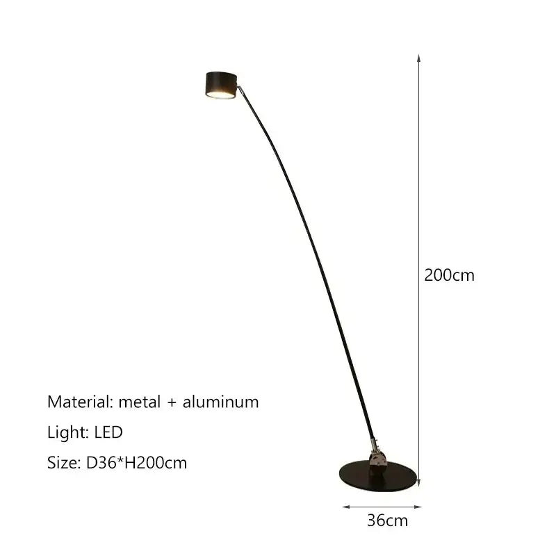 Minimalist black floor lamp with curved led arms made of metal and aluminum for living room decorbites black floor lamp