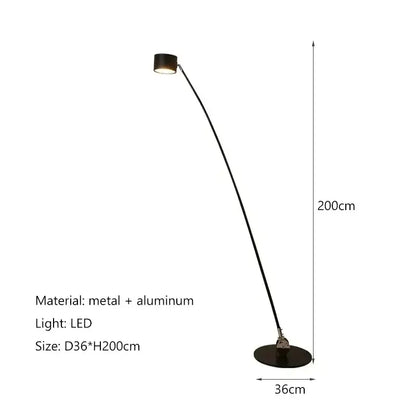 Minimalist black floor lamp with curved led arms made of metal and aluminum for living room decorbites black floor lamp