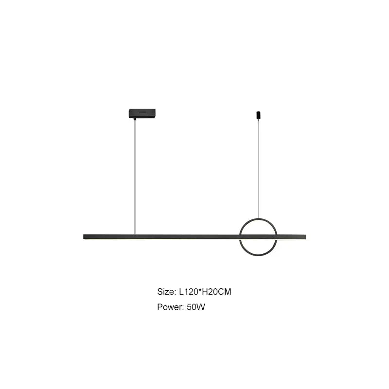 Minimalist black geometric copper chandelier with sleek horizontal bar and circular accent for dining room decorbites geometric copper